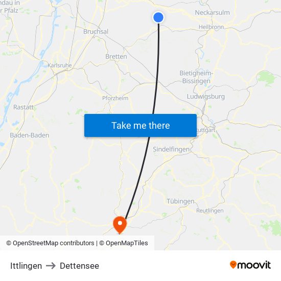 Ittlingen to Dettensee map