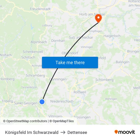 Königsfeld Im Schwarzwald to Dettensee map