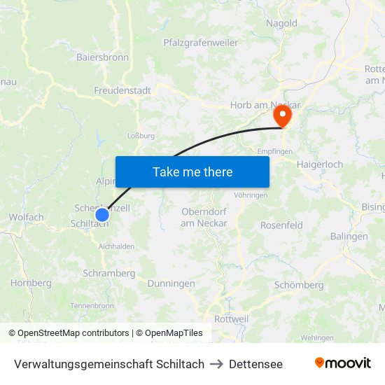 Verwaltungsgemeinschaft Schiltach to Dettensee map
