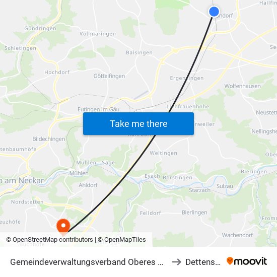 Gemeindeverwaltungsverband Oberes Gäu to Dettensee map