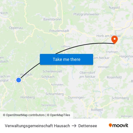 Verwaltungsgemeinschaft Hausach to Dettensee map