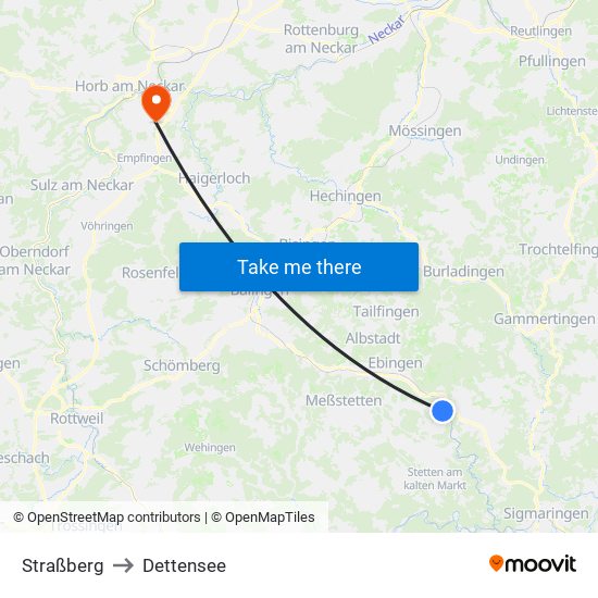 Straßberg to Dettensee map