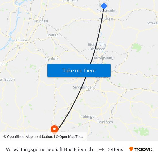 Verwaltungsgemeinschaft Bad Friedrichshall to Dettensee map