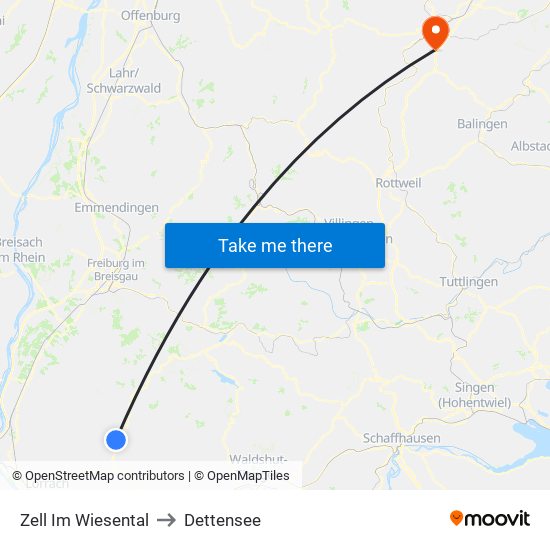 Zell Im Wiesental to Dettensee map