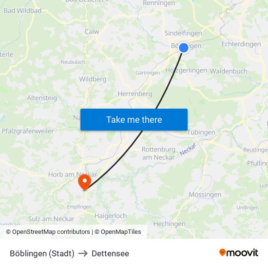 Böblingen (Stadt) to Dettensee map