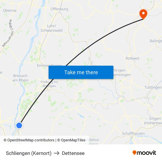 Schliengen (Kernort) to Dettensee map