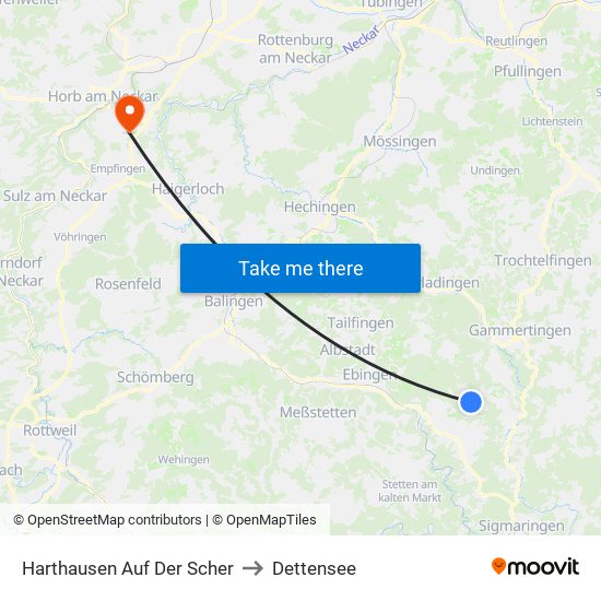 Harthausen Auf Der Scher to Dettensee map