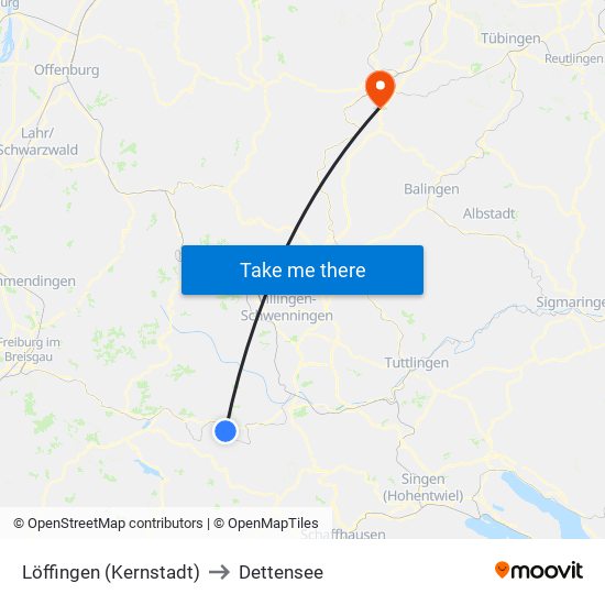 Löffingen (Kernstadt) to Dettensee map