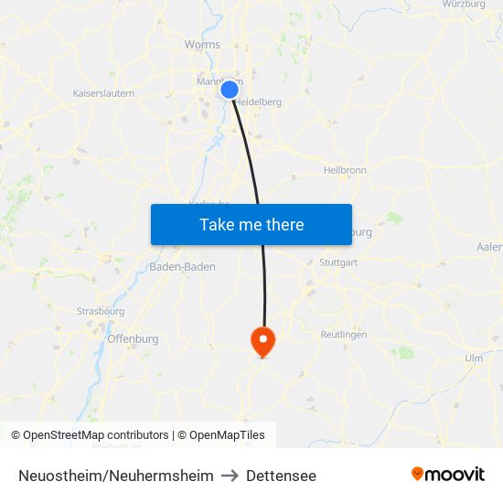 Neuostheim/Neuhermsheim to Dettensee map