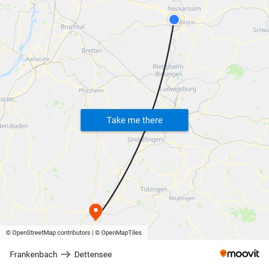 Frankenbach to Dettensee map