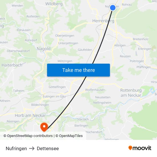 Nufringen to Dettensee map