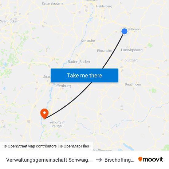 Verwaltungsgemeinschaft Schwaigern to Bischoffingen map