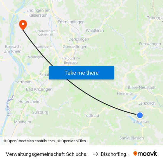Verwaltungsgemeinschaft Schluchsee to Bischoffingen map
