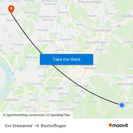 Gvv Dreisamtal to Bischoffingen map