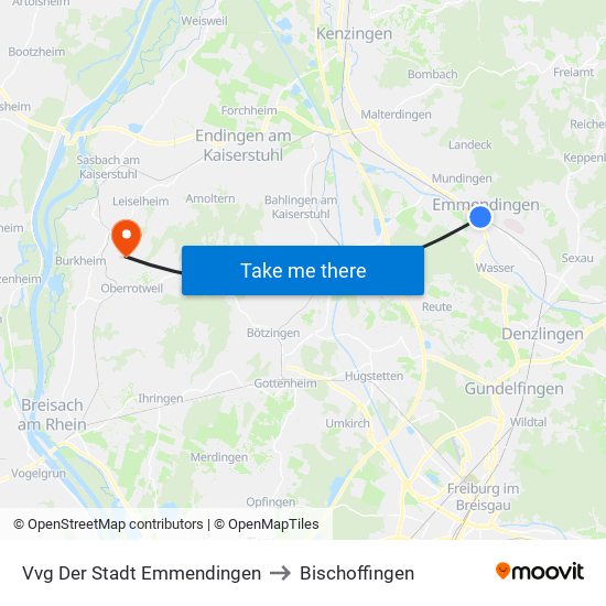 Vvg Der Stadt Emmendingen to Bischoffingen map