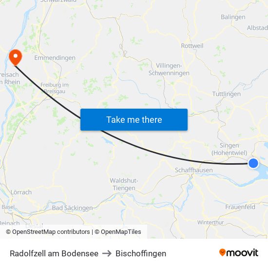 Radolfzell am Bodensee to Bischoffingen map