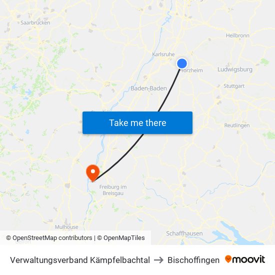 Verwaltungsverband Kämpfelbachtal to Bischoffingen map