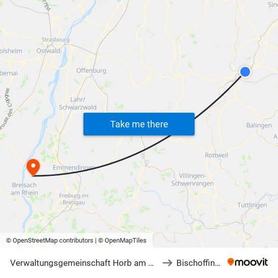 Verwaltungsgemeinschaft Horb am Neckar to Bischoffingen map