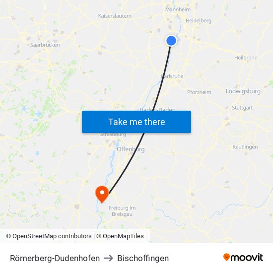 Römerberg-Dudenhofen to Bischoffingen map