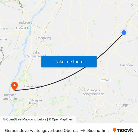 Gemeindeverwaltungsverband Oberes Gäu to Bischoffingen map