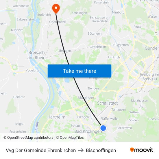 Vvg Der Gemeinde Ehrenkirchen to Bischoffingen map