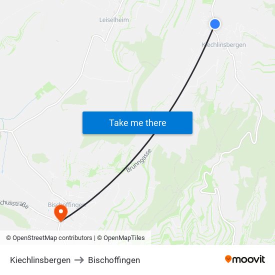 Kiechlinsbergen to Bischoffingen map