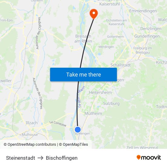 Steinenstadt to Bischoffingen map