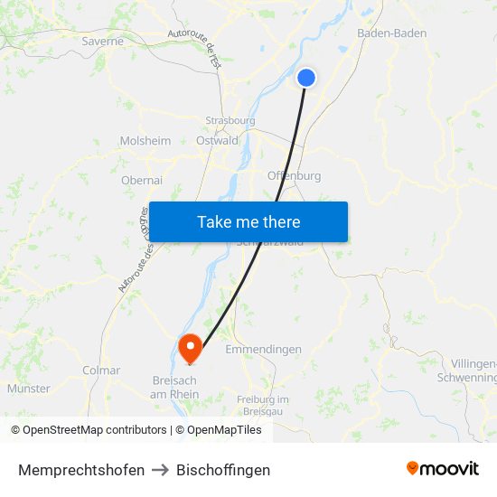 Memprechtshofen to Bischoffingen map