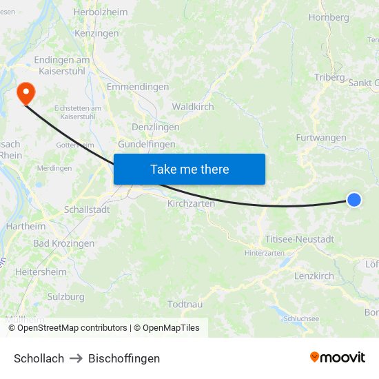 Schollach to Bischoffingen map