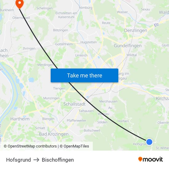 Hofsgrund to Bischoffingen map