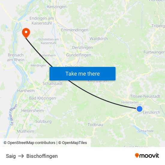 Saig to Bischoffingen map