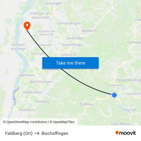 Feldberg (Ort) to Bischoffingen map