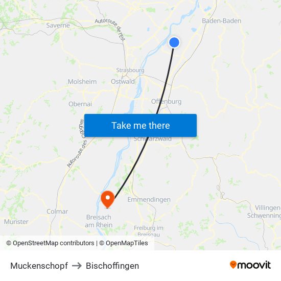 Muckenschopf to Bischoffingen map