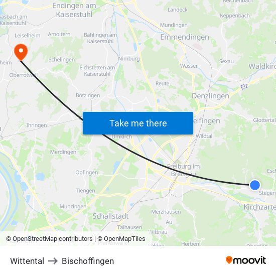 Wittental to Bischoffingen map