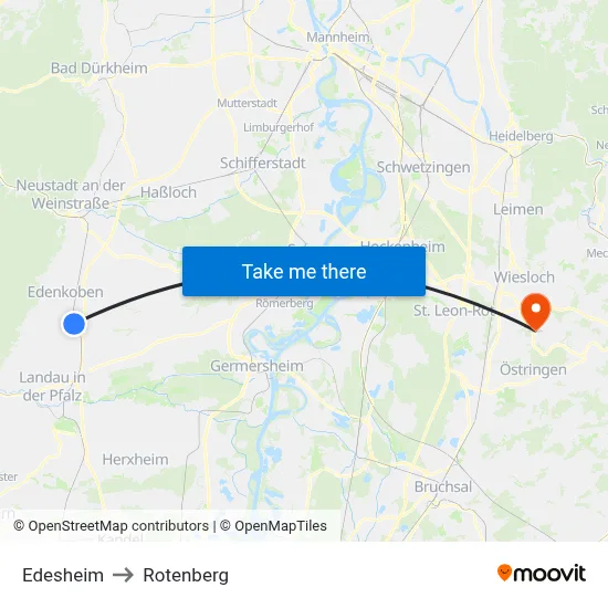 Edesheim to Rotenberg map