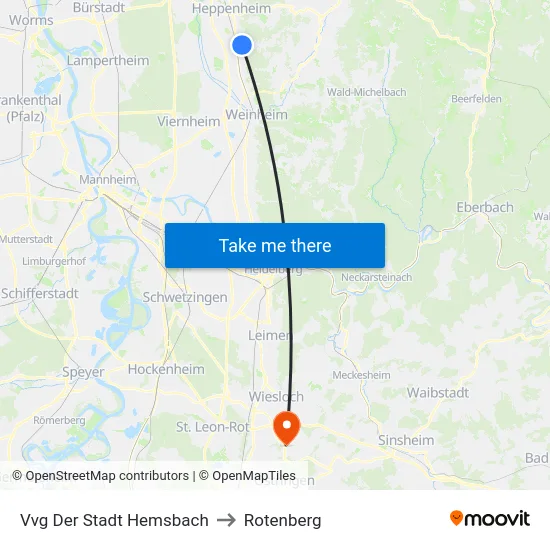 Vvg Der Stadt Hemsbach to Rotenberg map