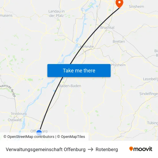 Verwaltungsgemeinschaft Offenburg to Rotenberg map