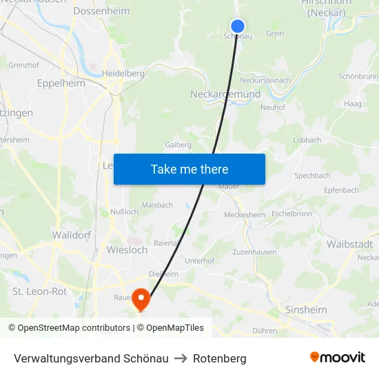 Verwaltungsverband Schönau to Rotenberg map