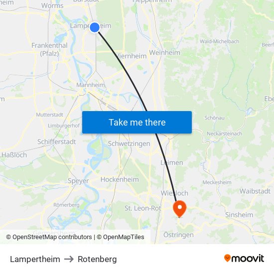 Lampertheim to Rotenberg map