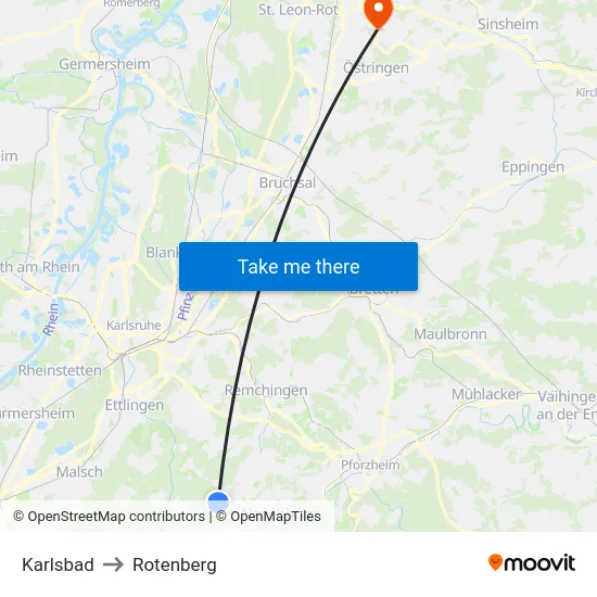 Karlsbad to Rotenberg map