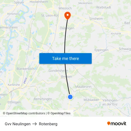 Gvv Neulingen to Rotenberg map