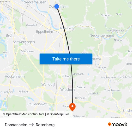Dossenheim to Rotenberg map