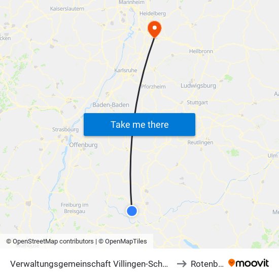 Verwaltungsgemeinschaft Villingen-Schwenningen to Rotenberg map