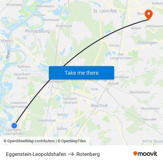 Eggenstein-Leopoldshafen to Rotenberg map