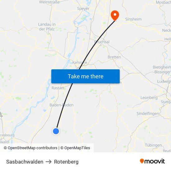 Sasbachwalden to Rotenberg map