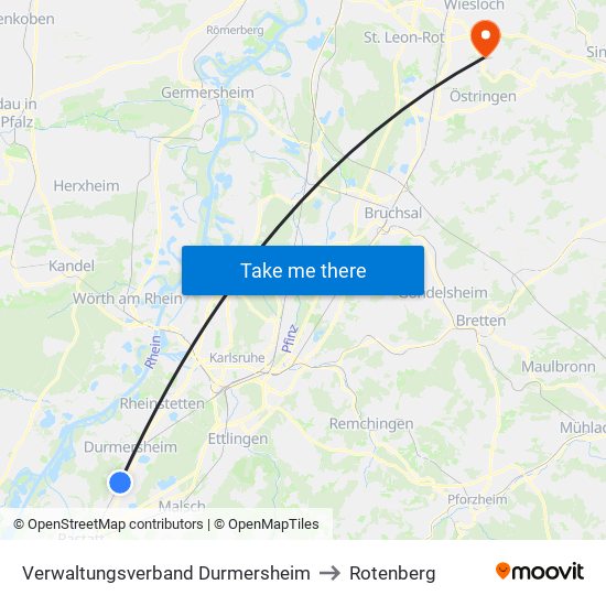 Verwaltungsverband Durmersheim to Rotenberg map