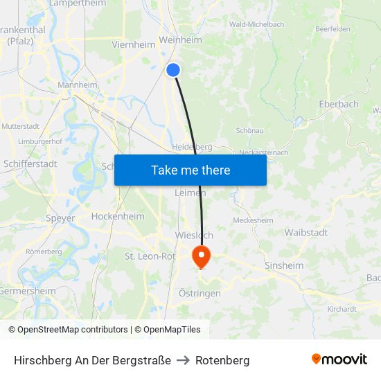 Hirschberg An Der Bergstraße to Rotenberg map