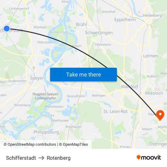 Schifferstadt to Rotenberg map