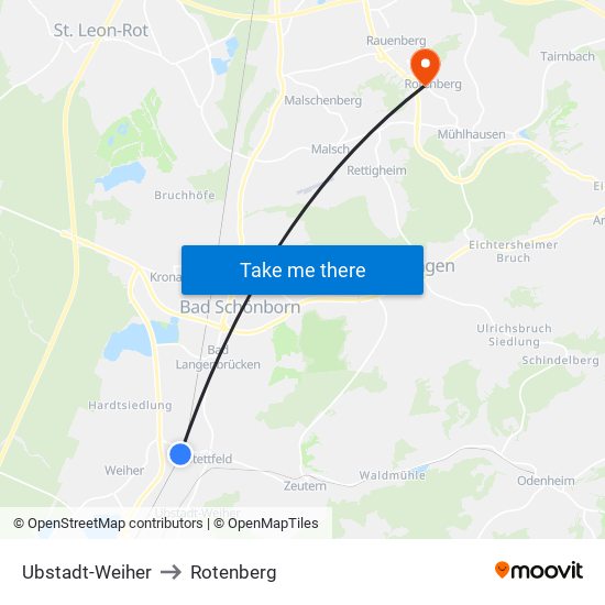 Ubstadt-Weiher to Rotenberg map