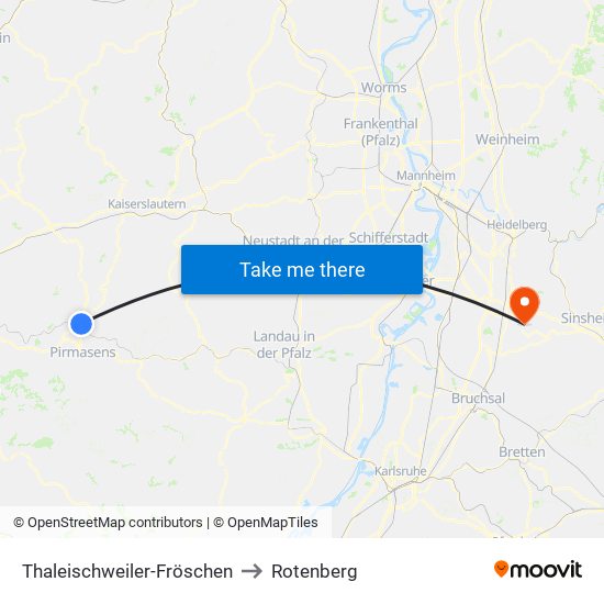 Thaleischweiler-Fröschen to Rotenberg map